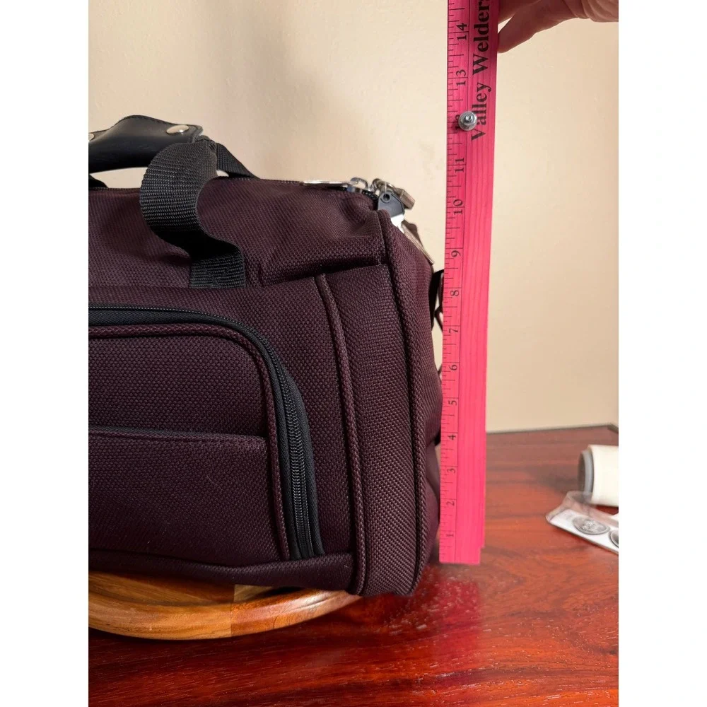 Pierre Cardin Burgundy Ballistic Nylon Travel Duffel Bag Shoulder Strap Lock Key